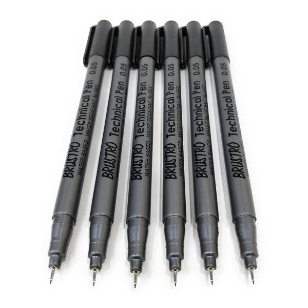 Brustro Technical Pen Black 0.05MM (Pack of 6)