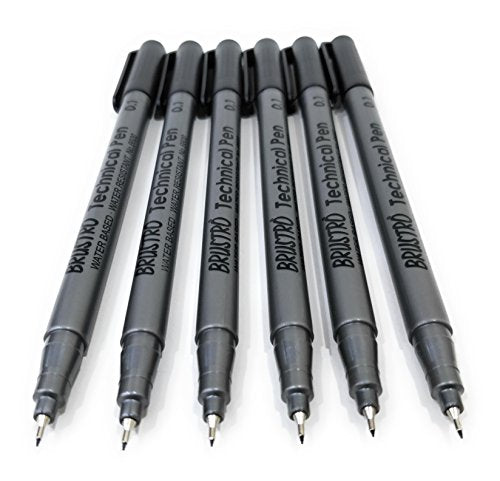 Brustro Technical Pen Black 0.1MM (Pack of 6)