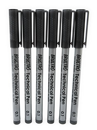 Brustro Technical Pen Black 0.1MM (Pack of 6)