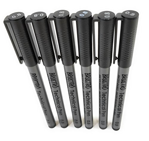 Brustro Technical Pen Black 0.8MM (Pack of 6)