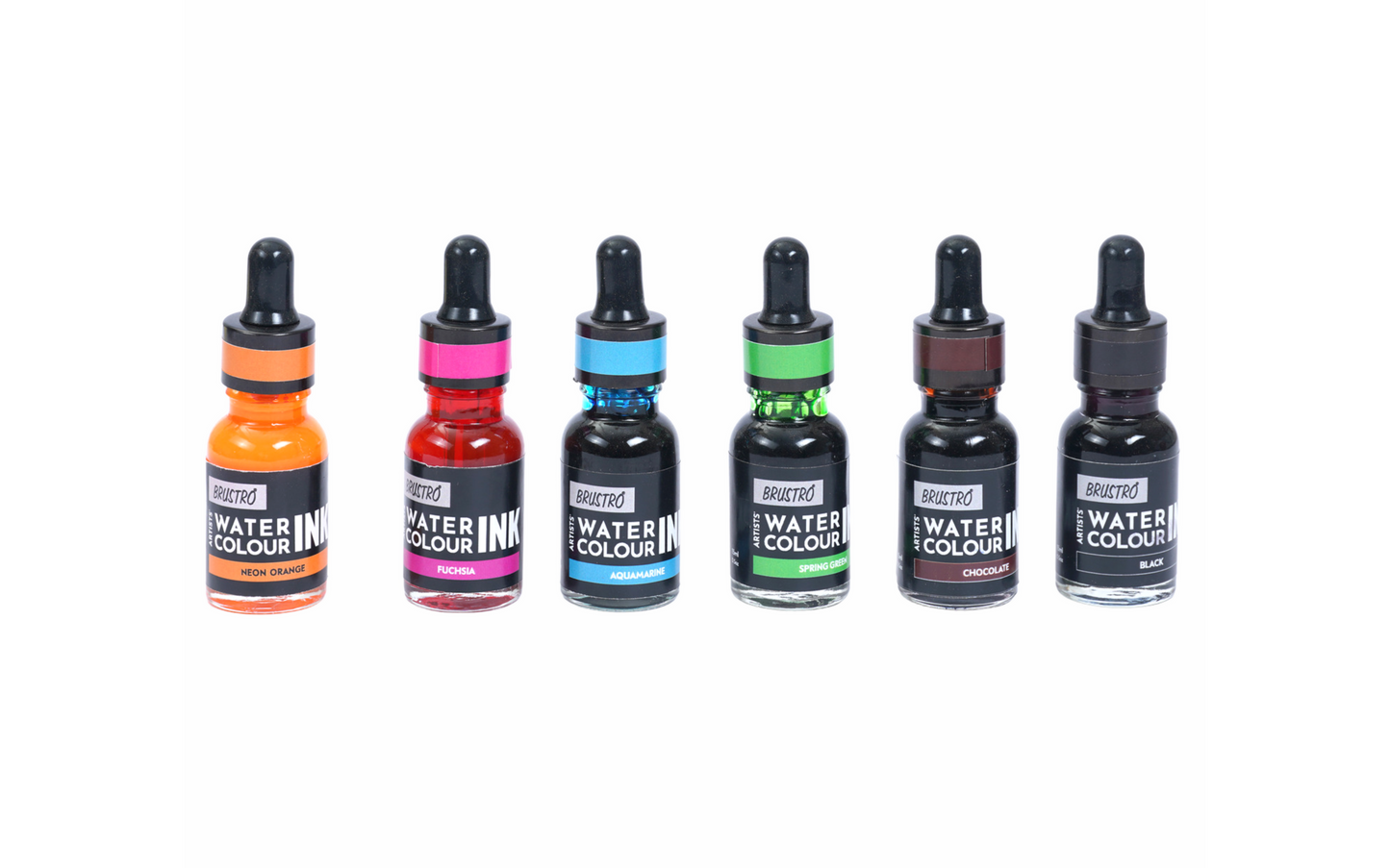 Brustro Watercolour Ink Set A of 6 x 15ml (6 Shades with Free Watercolour A5 Wiro Journal Worth Rs 399