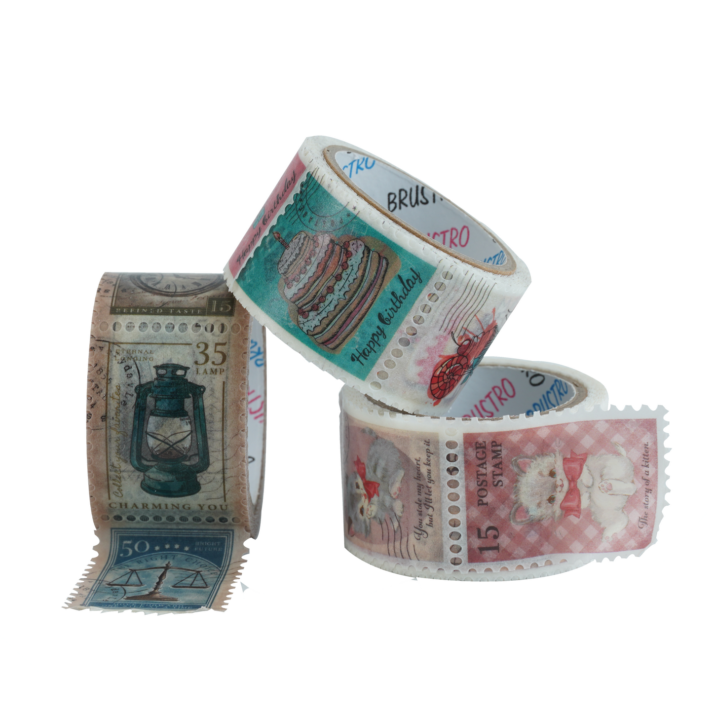 BRUSTRO Washi Tapes Stamp Collection Shade, 25 mm x 5 mtrs (set of 3)