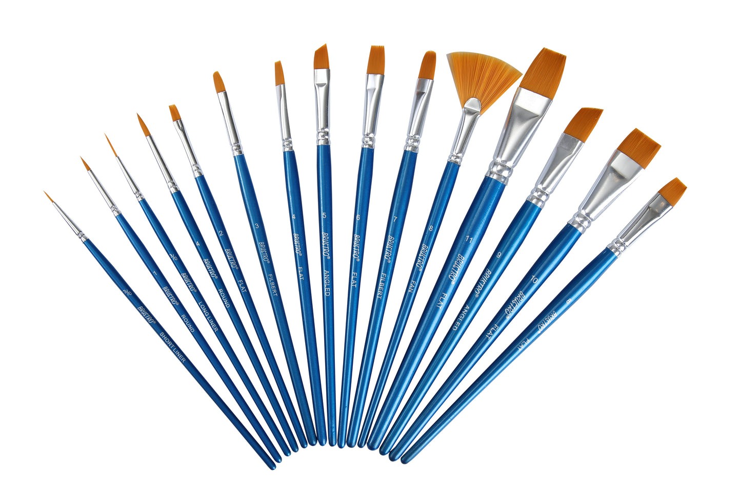 Brustro Synthetic Hair Short Handle Artists Brush Set of 15 in a Premium Zippered Brush Wallet