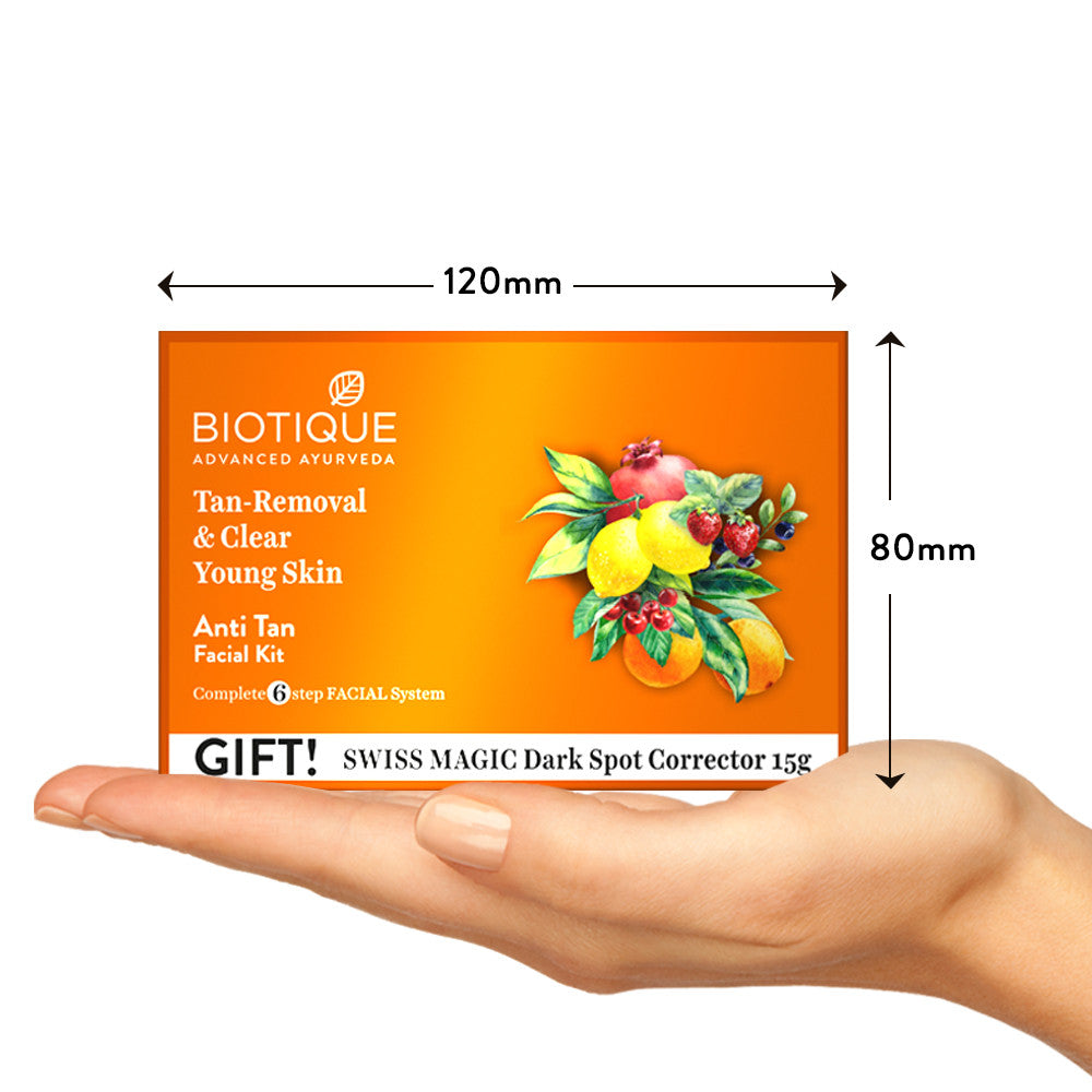 Biotique Anti Tan Facial Kit For Tan-Removal & Clear Young Skin - (5*10 gms + 15 gms)