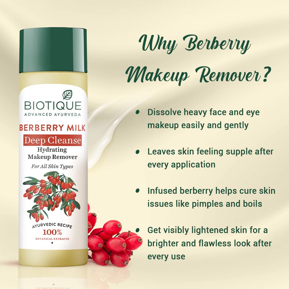 Biotique Berberry Milk Deep Cleanse Hydrating Makeup Remover - 120 ml