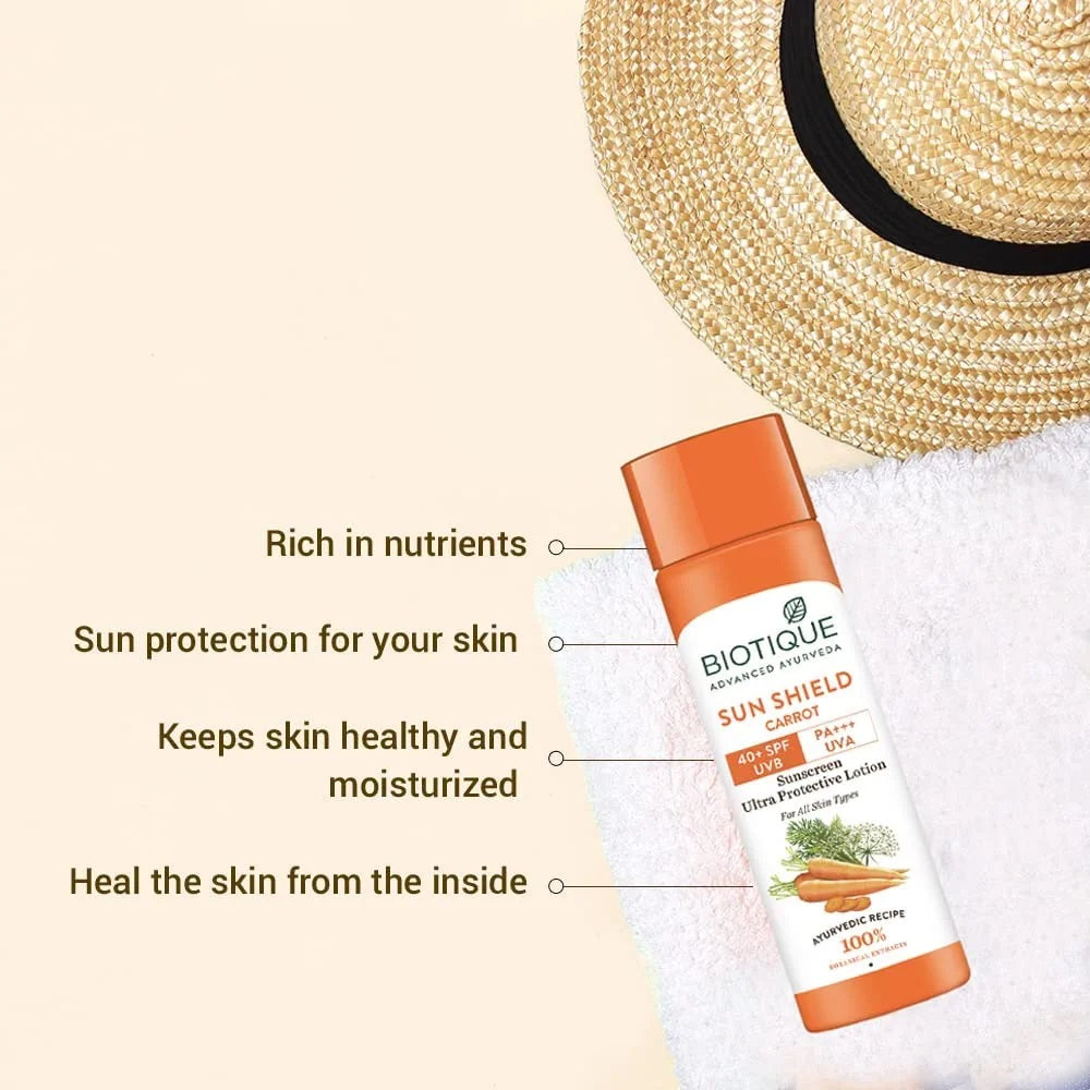 Biotique Sun Shield Carrot 40+ SPF Sunscreen Lotion