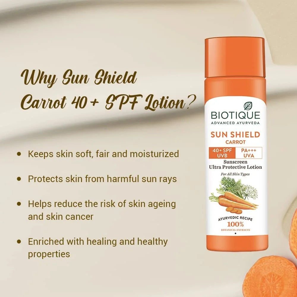 Biotique Sun Shield Carrot 40+ SPF Sunscreen Lotion