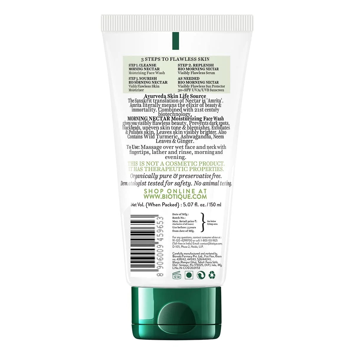 Biotique Morning Nectar Moisturize & Nourish Visibly Flawless Face Wash (All Skin Types)