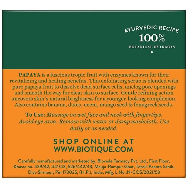 Biotique Papaya Tan Removal Brightening & Revitalizing Face Scrub, for All skin types