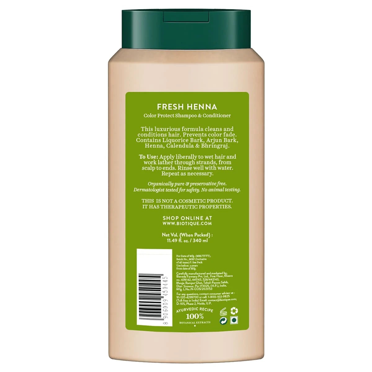 Biotique Fresh Henna Color Protect Shampoo & Conditioner for Color Treated Hair