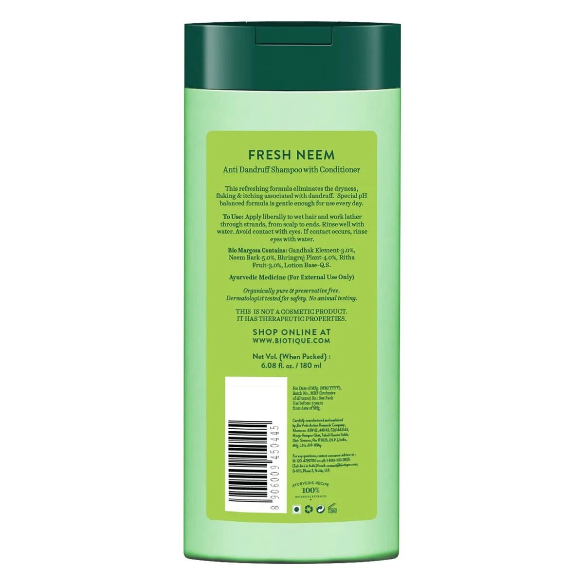 Biotique Fresh Neem Anti-Dandruff Shampoo With Conditioner