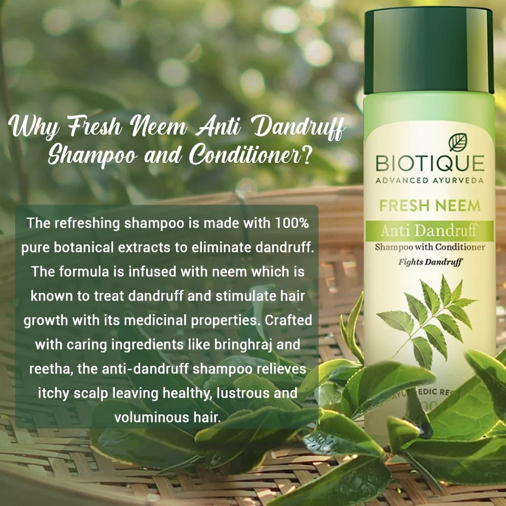 Biotique Fresh Neem Anti-Dandruff Shampoo With Conditioner