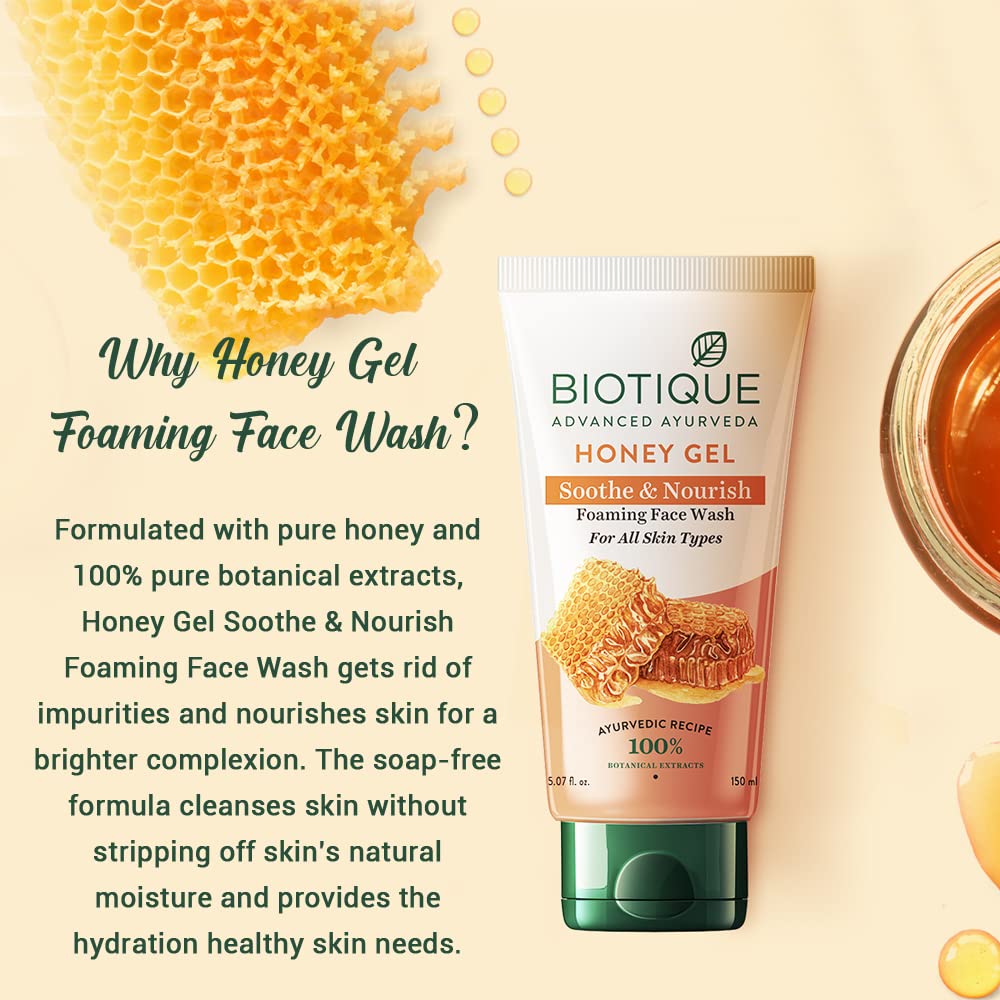 Biotique Honey Gel Soothe & Nourish Foaming Face wash For All Skin Types