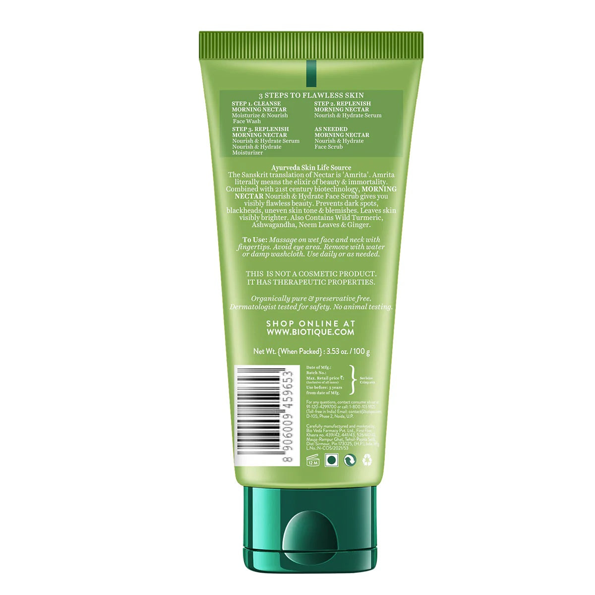 Biotique Morning Nectar Nourish & Hydrate Face Scrub, Prevents Dark Spots