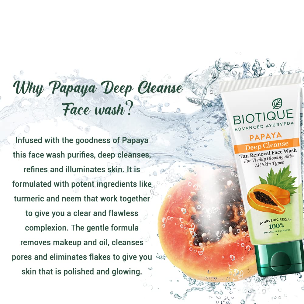Biotique Bio Papaya Deep Cleanse Visibly Glowing Skin Face Wash For All Skin Types