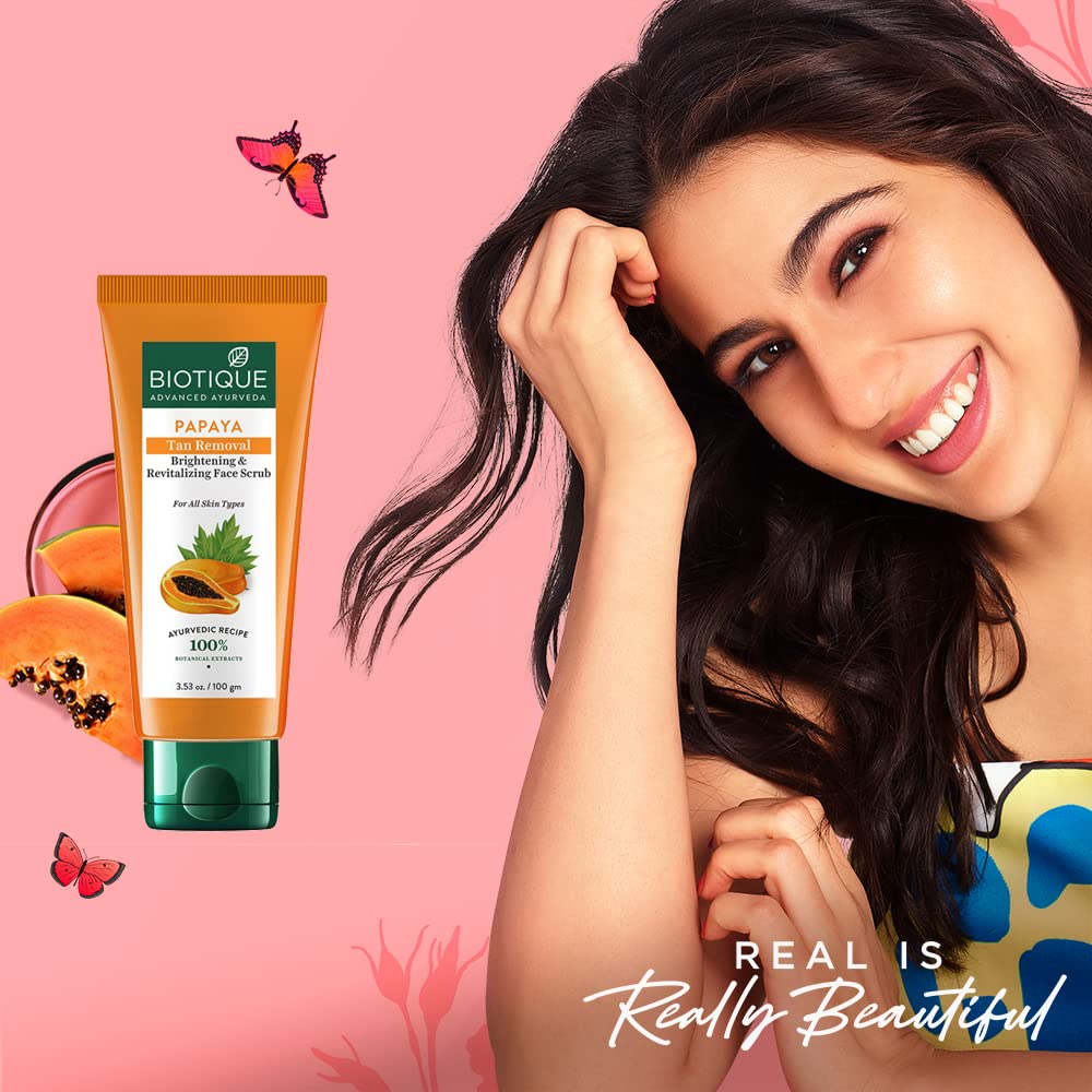 Biotique Papaya Tan Removal Brightening & Revitalizing Face Scrub, for All skin types
