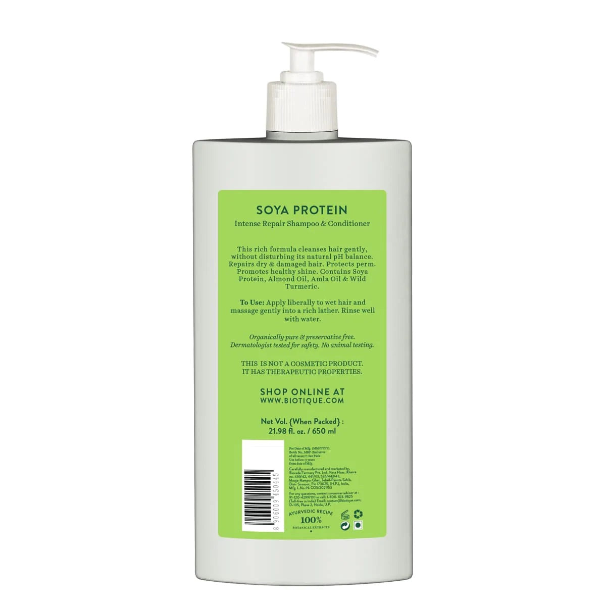 Biotique Soya Protein Intense Repair Shampoo for Dry, Damaged & Color Treated Hair