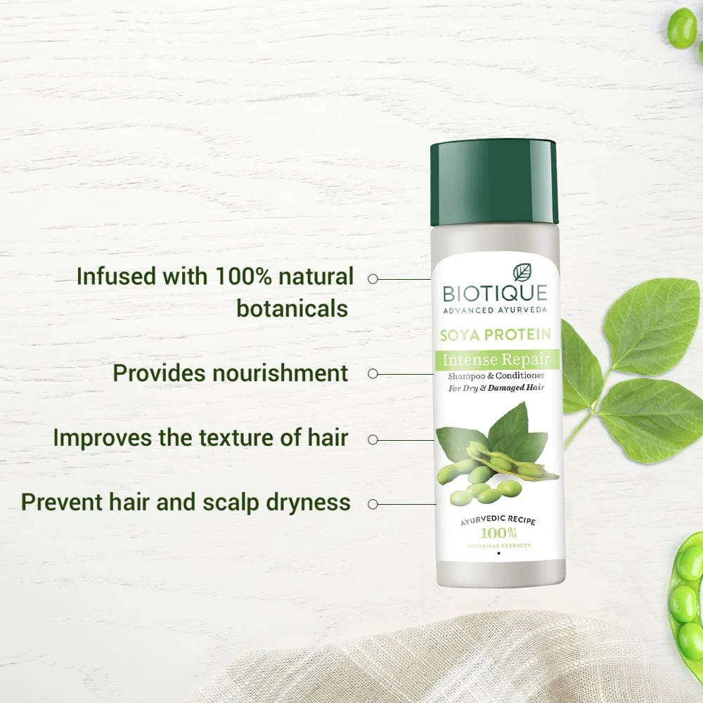 Biotique Soya Protein Intense Repair Shampoo for Dry, Damaged & Color Treated Hair