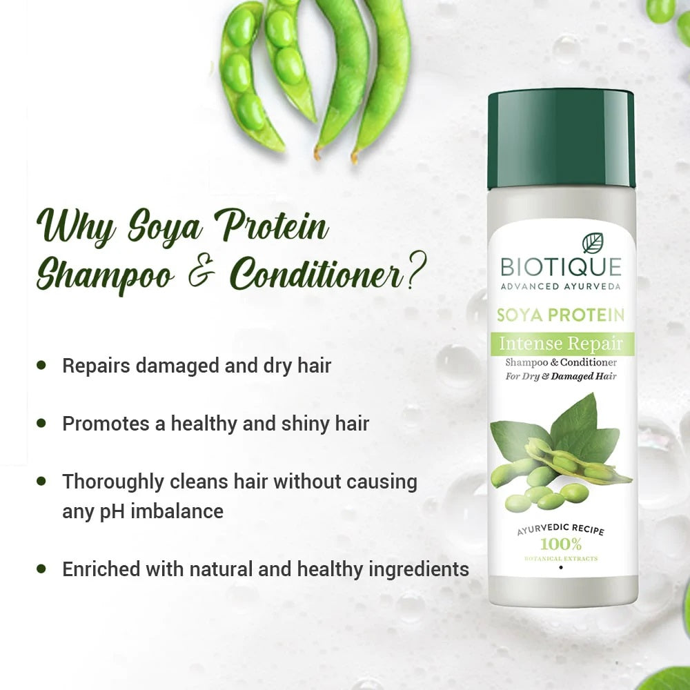 Biotique Soya Protein Intense Repair Shampoo for Dry, Damaged & Color Treated Hair