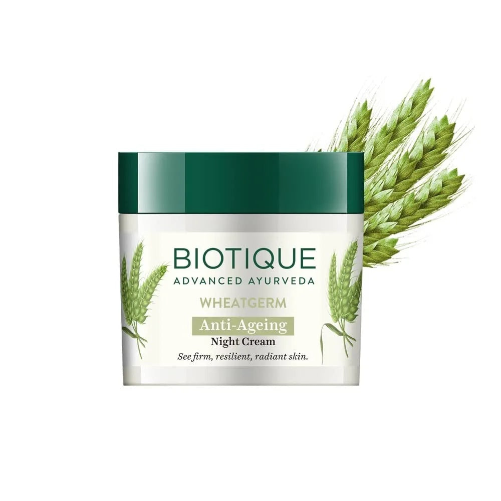 Biotique Wheatgerm Anti-Ageing Night Cream for Normal to Dry Skin - 50 gms