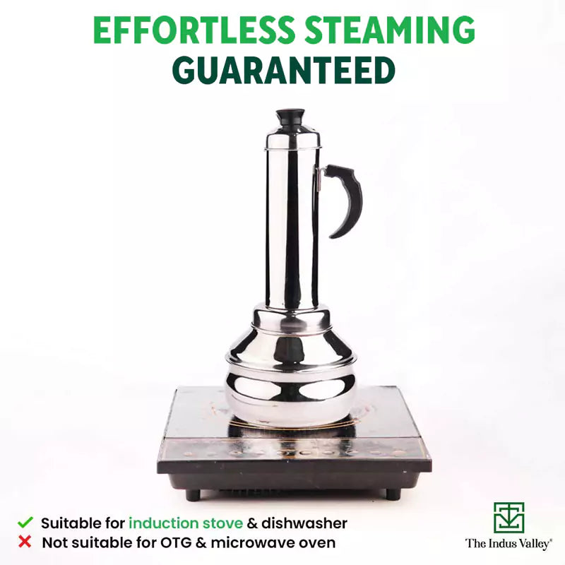 Stainless Steel Puttu Maker, Premium Quality, 100% Toxin-free, Non-stick, Bakelite Handle, Induction & Gas