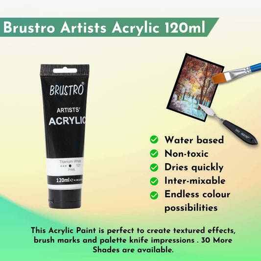 BRUSTRO Artists Acrylic 120ml Titanium White (Pack of 2)