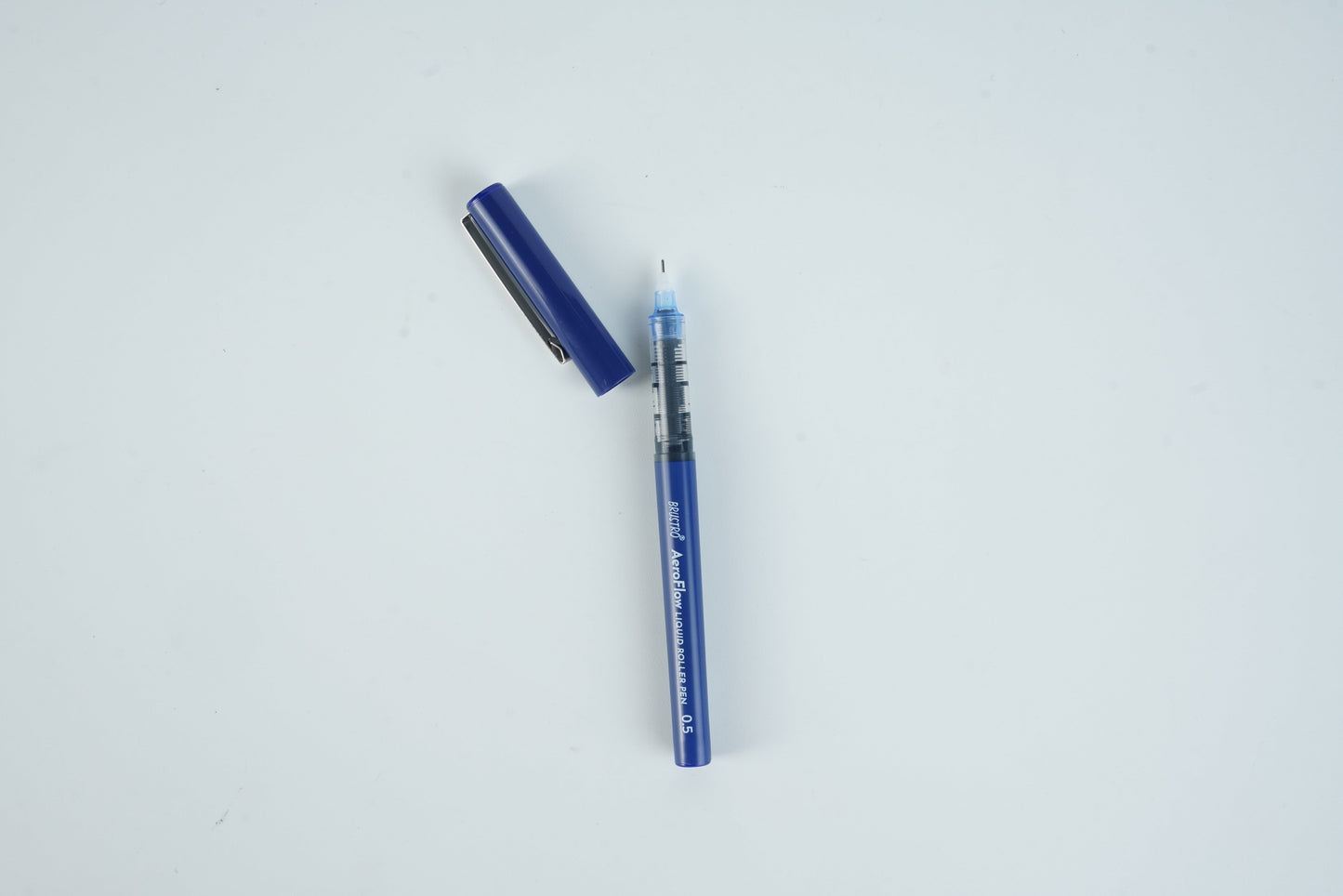 BRUSTRO AeroFlow Liquid Ink Rollerball Pens | Blue | 0.5mm, Micro Tip | Pack of 3| Ideal for Students, Professionals, Office, Exam use, Accurate Smooth Writing, Waterproof, Fade Resistant