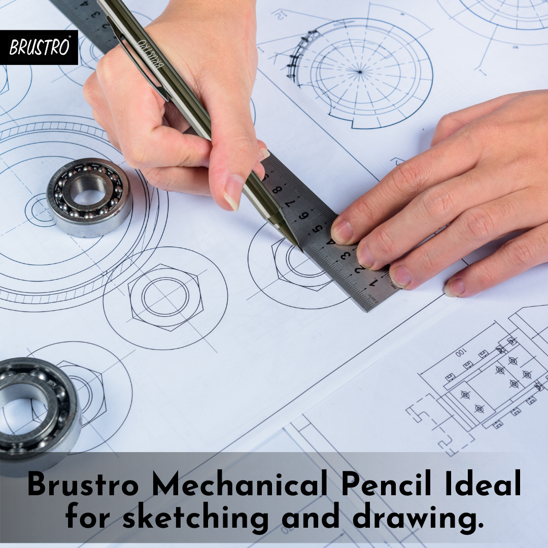 BRUSTRO Mechanical Pencil Set | HB-20 leads, 2B-20 leads, Spare eraser- 8 units|Tip size- 0.5 mm |Ideal for Students,Adults, Home,School,Office,Stationery Use |Writing, Sketching, Drawing, Mandala Art