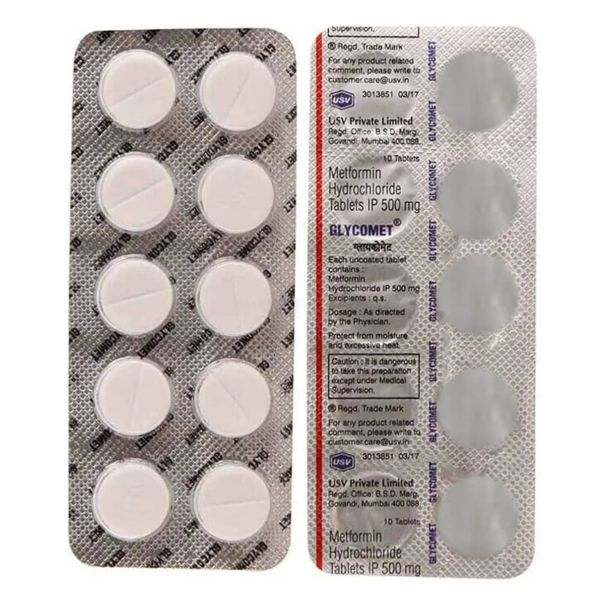 USV Ltd Glycomet - 10 Tablets