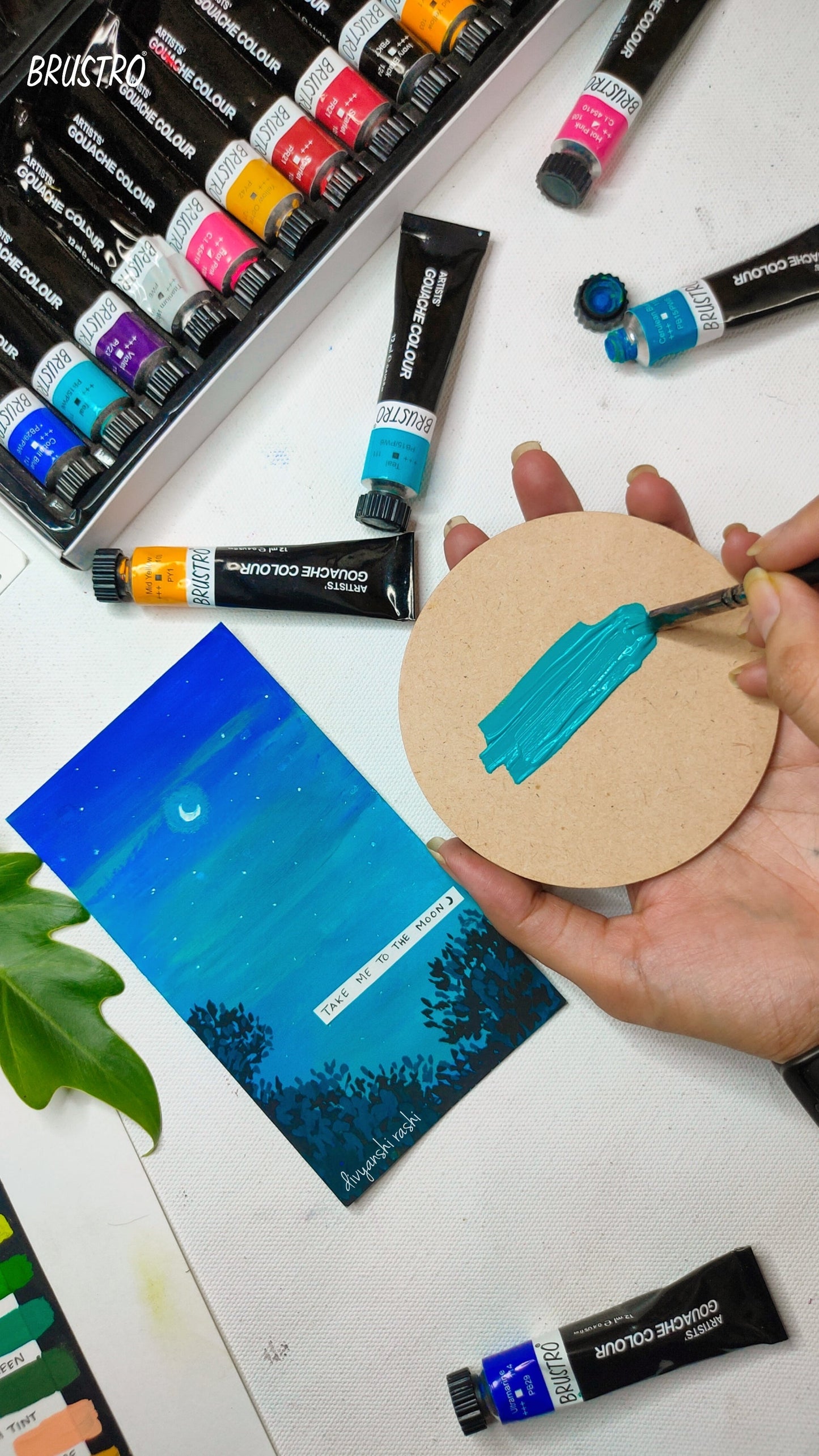 BRUSTRO Artist Gouache Colour Set of 24 Colours X 12ML Tubes with Watercolour Journal