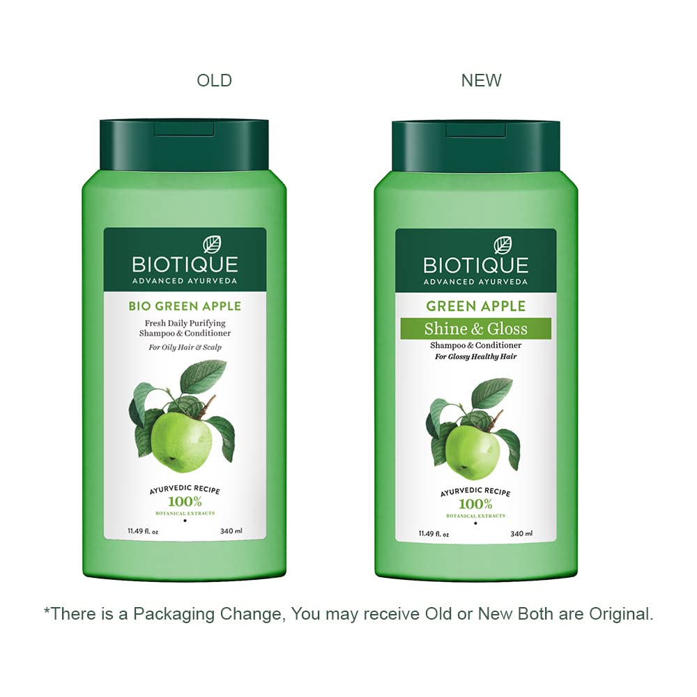 Biotique Green Apple Shine & Gloss Shampoo & Conditioner For Glossy Healthy Hair