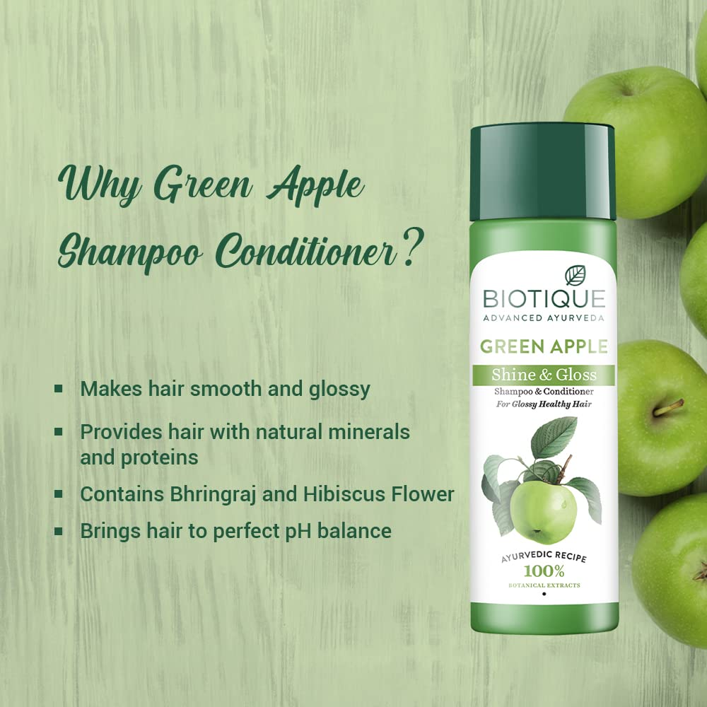 Biotique Green Apple Shine & Gloss Shampoo & Conditioner For Glossy Healthy Hair