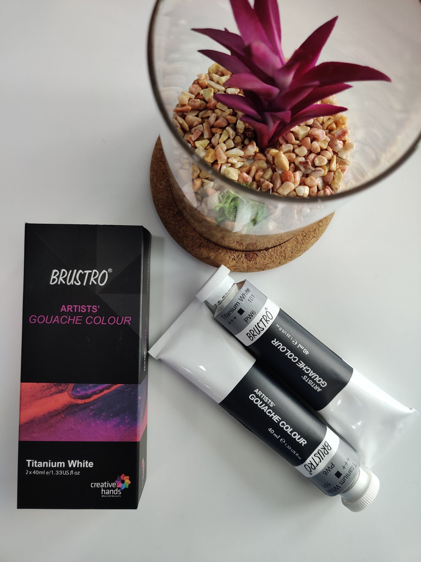 BRUSTRO Artist Gouache Titanium White 40ml (Pack of 2)