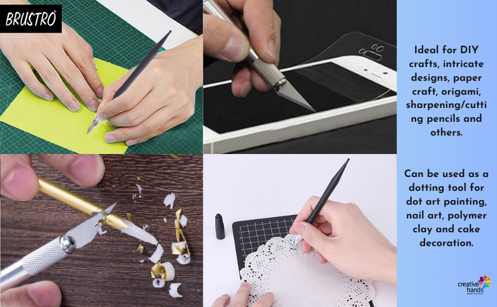 Brustro Crafter Pen Knife with Embossing Stylus 8 Blade refills included