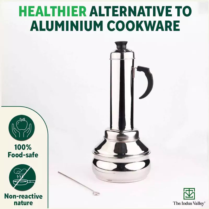 Stainless Steel Puttu Maker, Premium Quality, 100% Toxin-free, Non-stick, Bakelite Handle, Induction & Gas