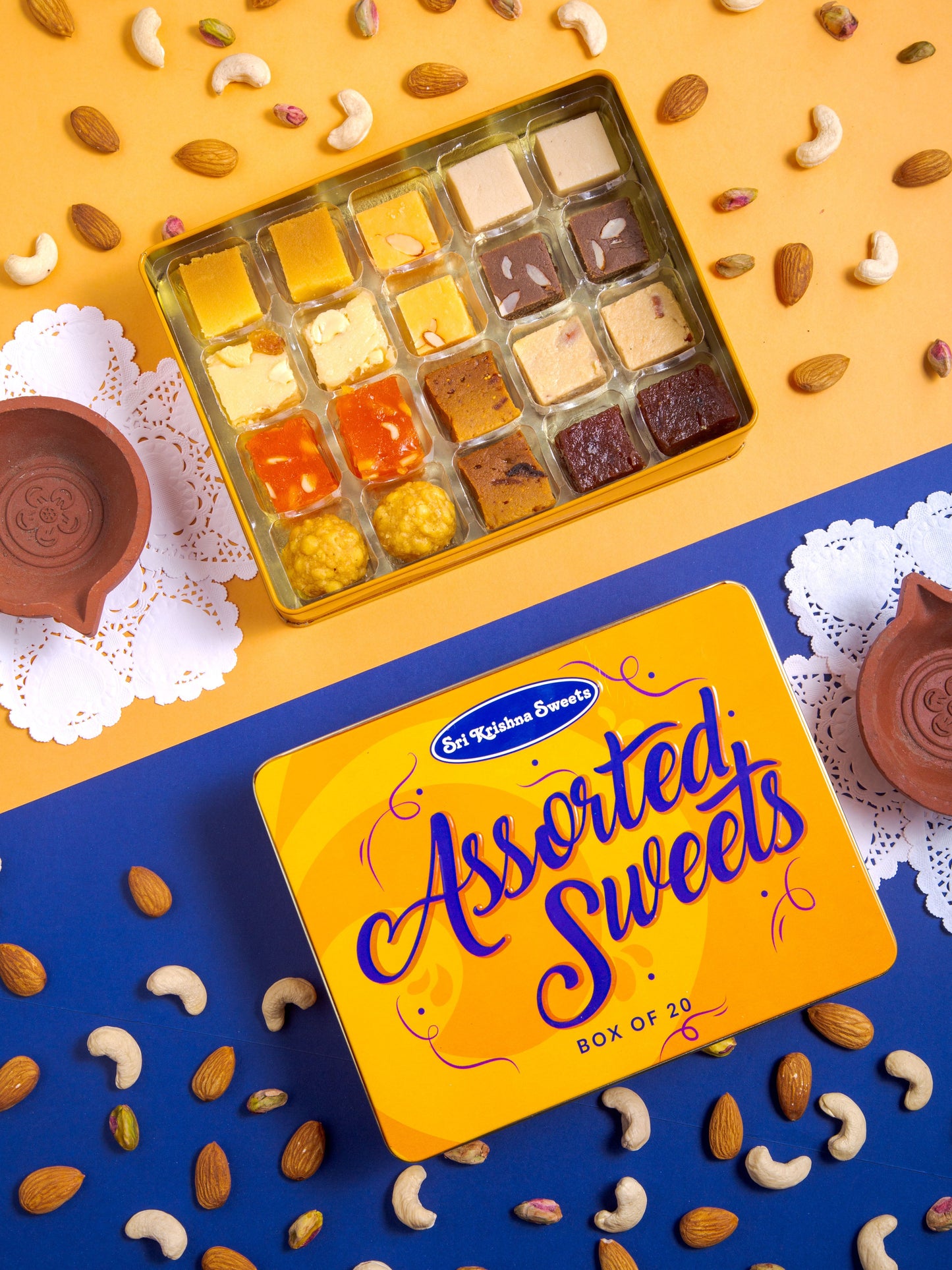 Sri Krishna Sweets Assorted Ghee Sweets (Pack of 20)