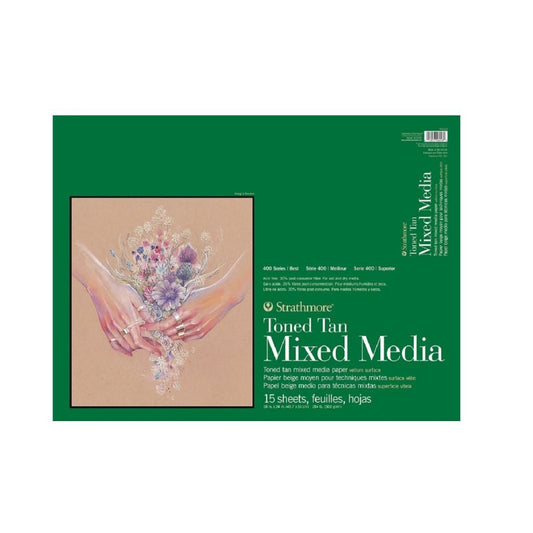 Strathmore 400 Series Toned Tan Mixed Media Pad, 18"X24" Glue Bound, 15 Sheets Per Pad