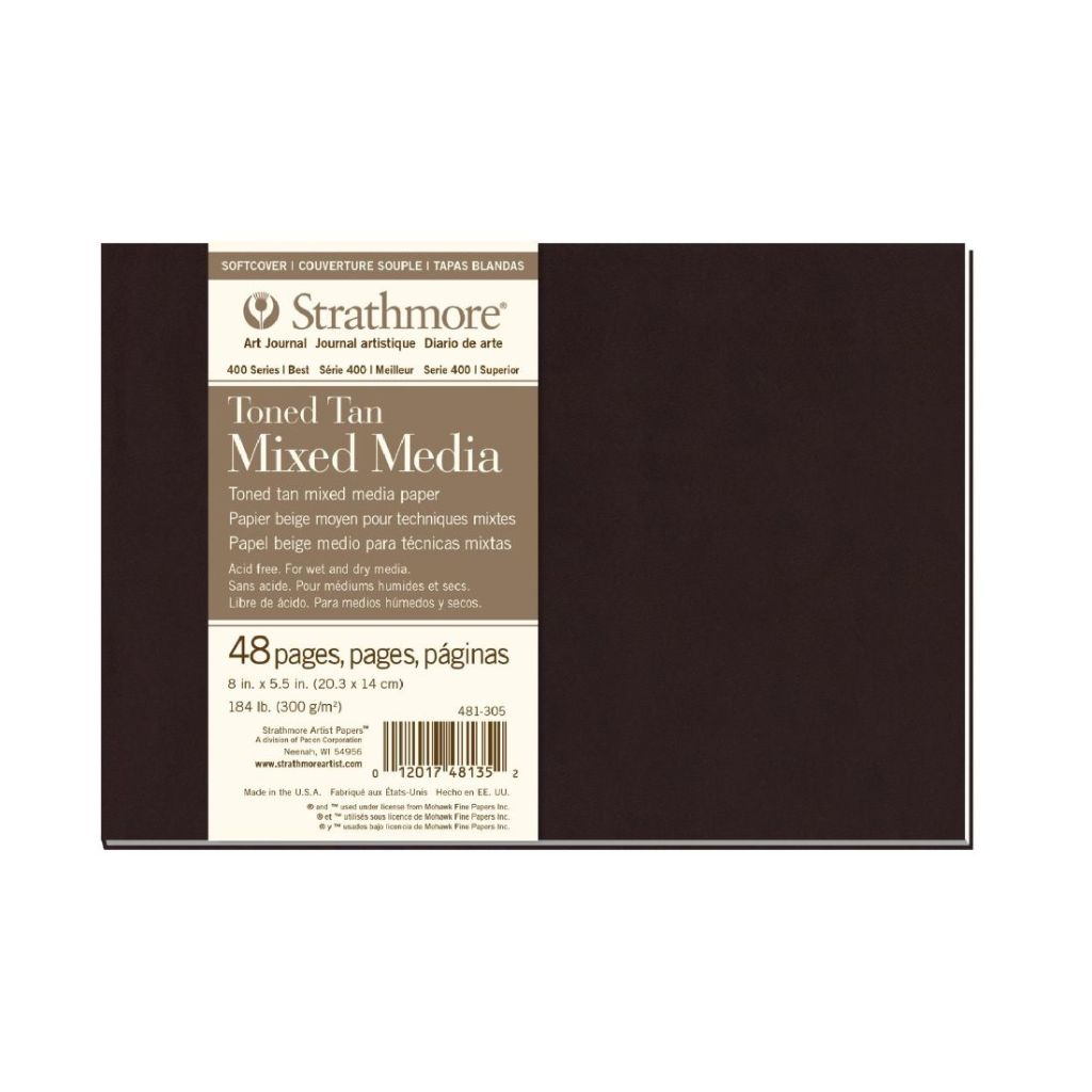 Strathmore 400 Series Softcover Toned Tan Mixed Media Art Journal, 8"X5.5", 24 Sheets