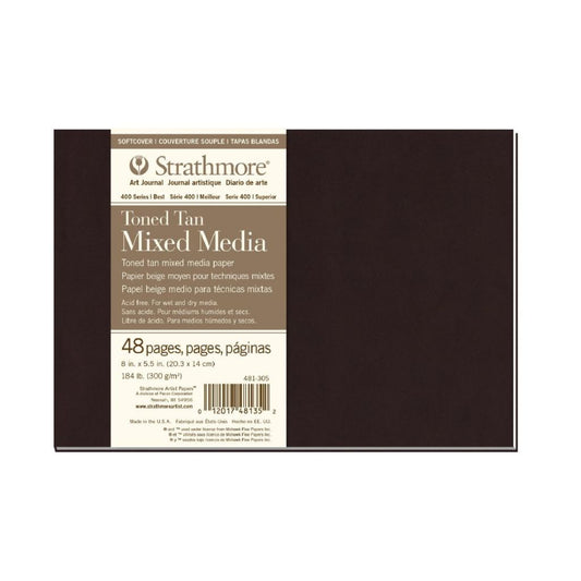 Strathmore 400 Series Softcover Toned Tan Mixed Media Art Journal, 8"X5.5", 24 Sheets