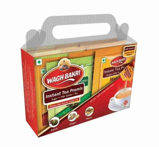Wagh Bakri Instant Tea Premix (Elaichi + Ginger + Masala) - 12 Units