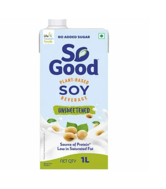 So Good Natural Unsweetened Soy Beverage (Lactose-Free, Plant-Based / Vegan / Milk Alternative) - 1L