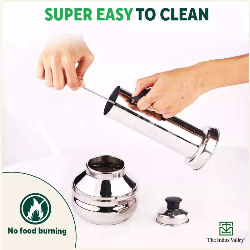 Stainless Steel Puttu Maker, Premium Quality, 100% Toxin-free, Non-stick, Bakelite Handle, Induction & Gas