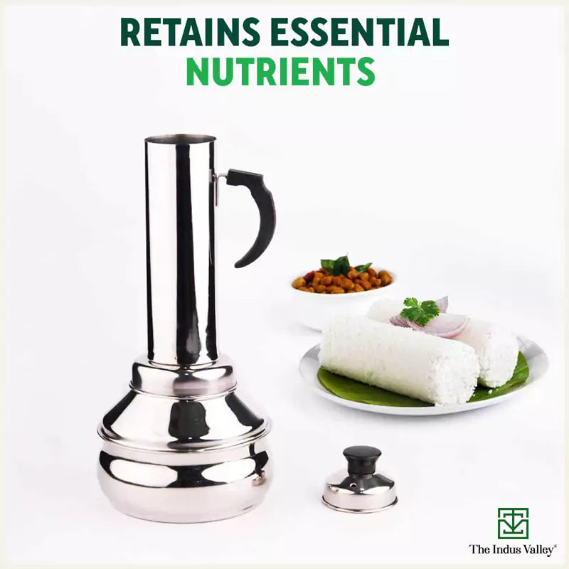 Stainless Steel Puttu Maker, Premium Quality, 100% Toxin-free, Non-stick, Bakelite Handle, Induction & Gas