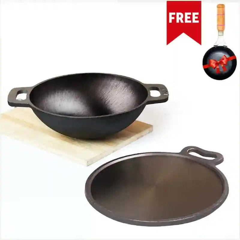Super Smooth Cast Iron Kadai+Tawa+ Free ₹400 Tadka Pan, Kitchen set for Home, 100% Pure, Toxin-free, Nonstick