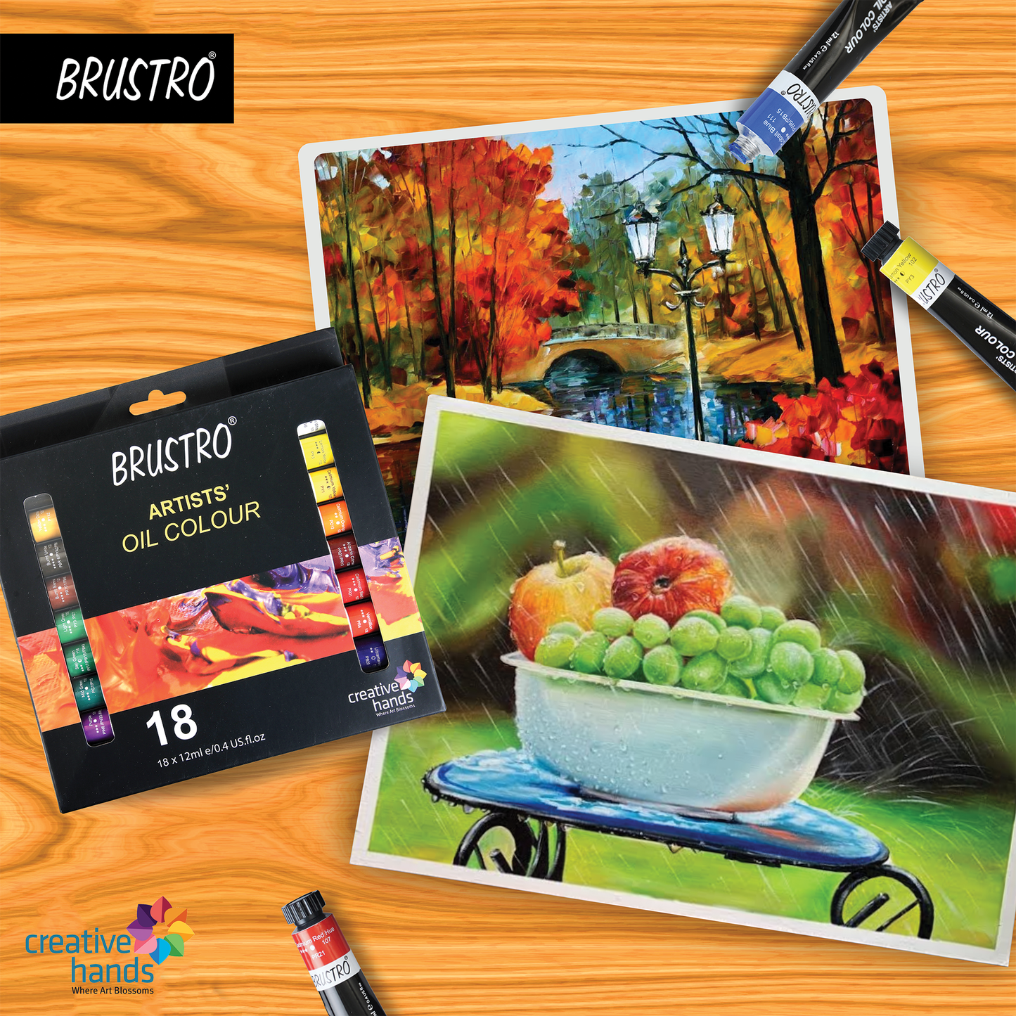 BRUSTRO Artists’ Oil Colour Set of 18 Colours X 12ML Tubes