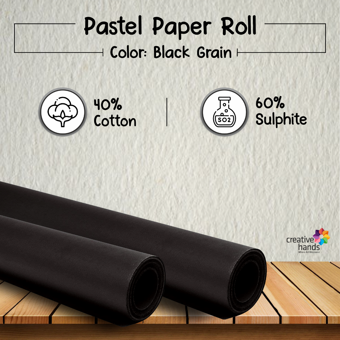 Brustro Pastel Paper Roll, Shade - Black, Size - 75 cm (30") X 10 mtr