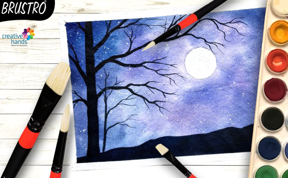 BRUSTRO Artists White Bristle Set of 10 Brushes for Oil and Acrylic