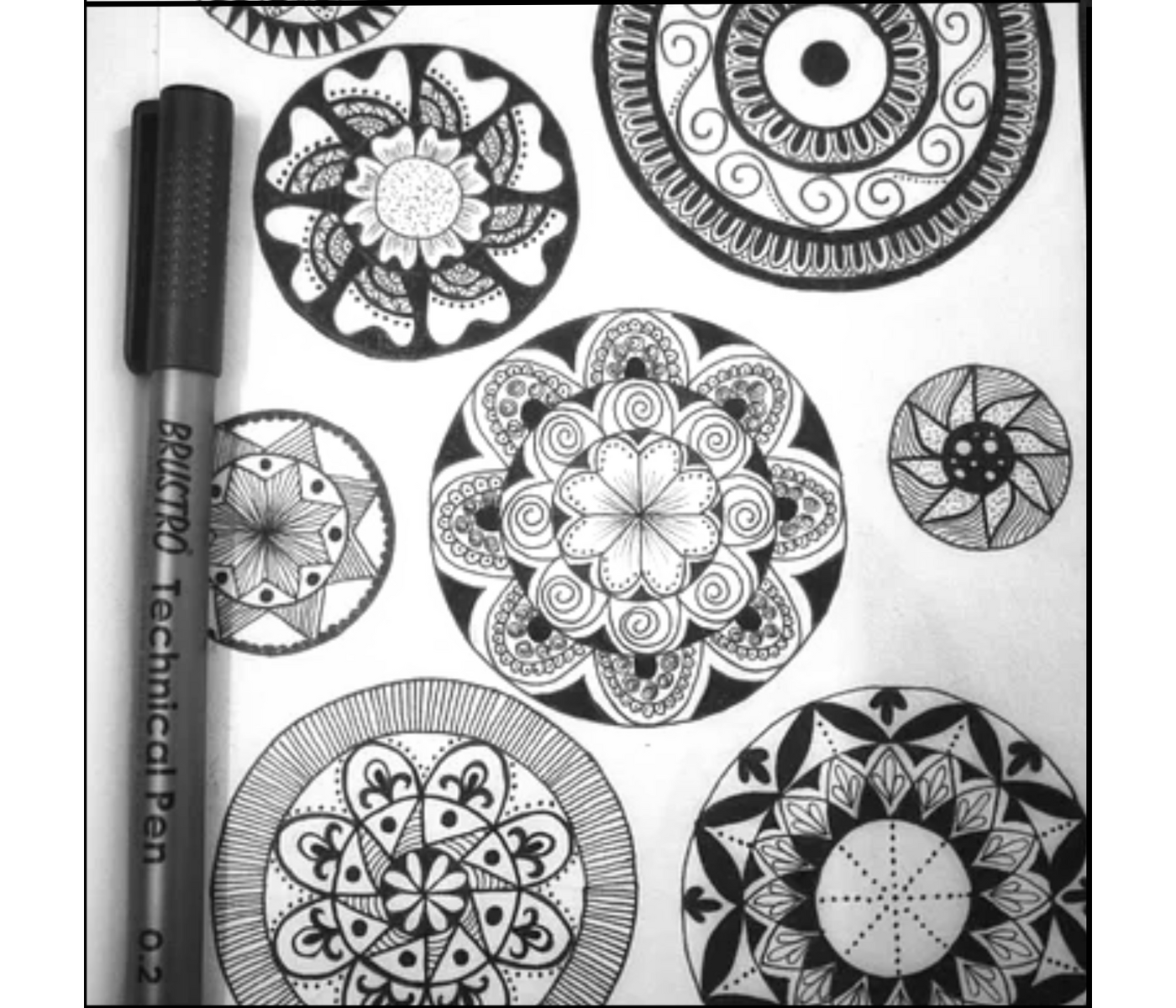 Brustro Technical Pen Fineliner Set|Black| Set of 6|Ideal for Students,Adults|Doodle,Mandala,Fineart,Outline,Waterproof,Architecture,Technical Drawing with Brustro Ultra Smooth Bristol 250 GSM A4 - (Pack of 12 Sheets)