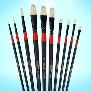 BRUSTRO Artists White Bristle Set of 10 Brushes for Oil and Acrylic