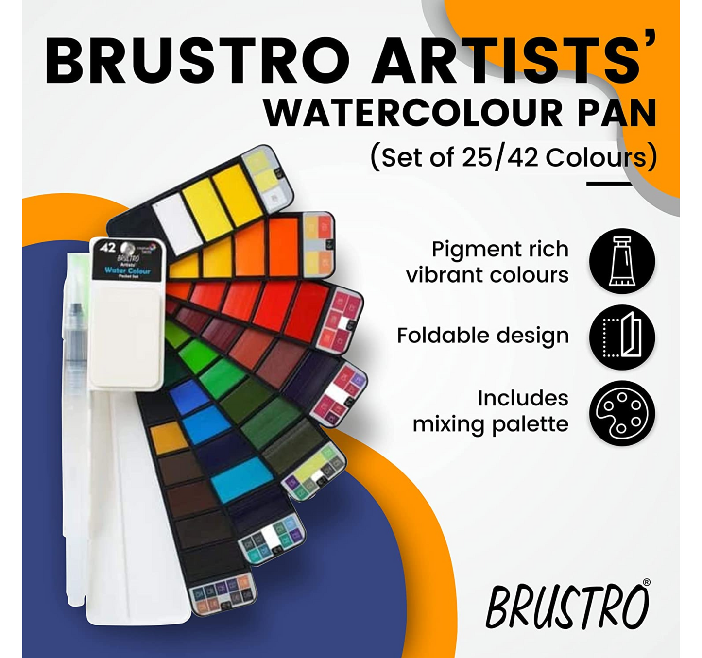 Brustro Artists ’ Watercolour Pan (Set of 42) with its Paper, 14 X 21 cm.